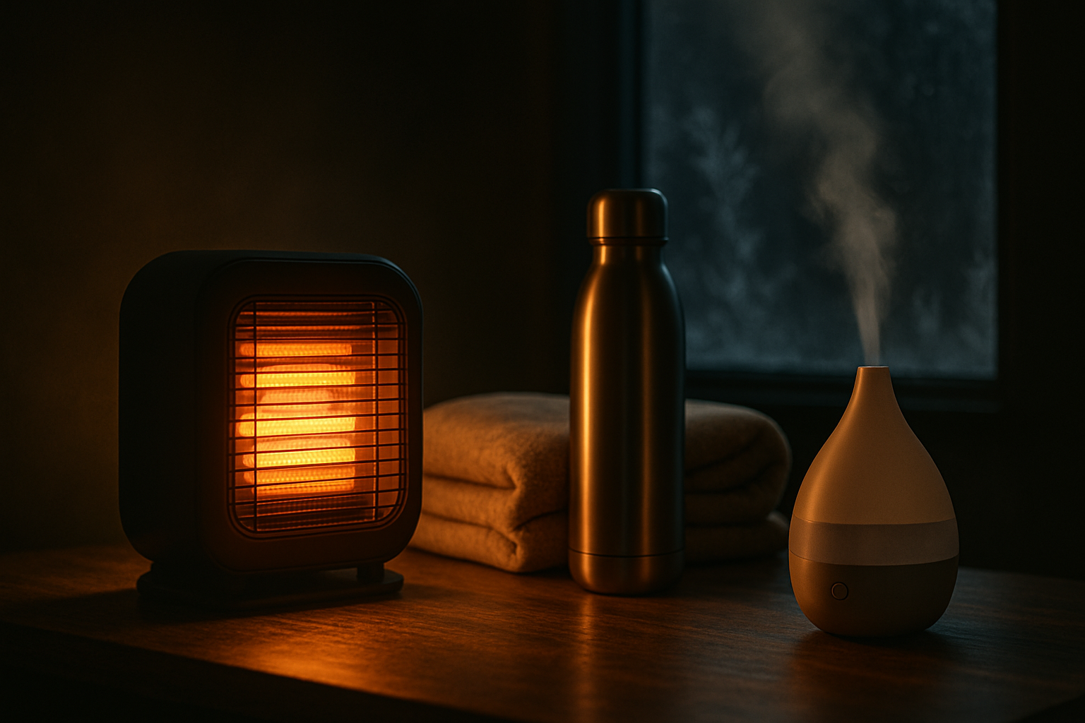 Aquecedor elétrico, manta fleece e umidificador reunidos contra o frio e geada no Paraná